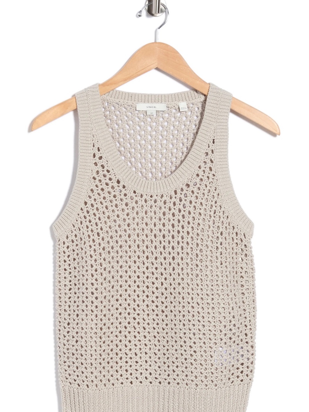 Vince Beige Open-Knit Women's Tank Top